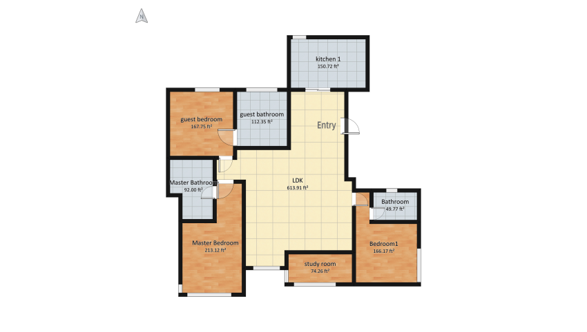 3 bed room modern house floor plan 171.49