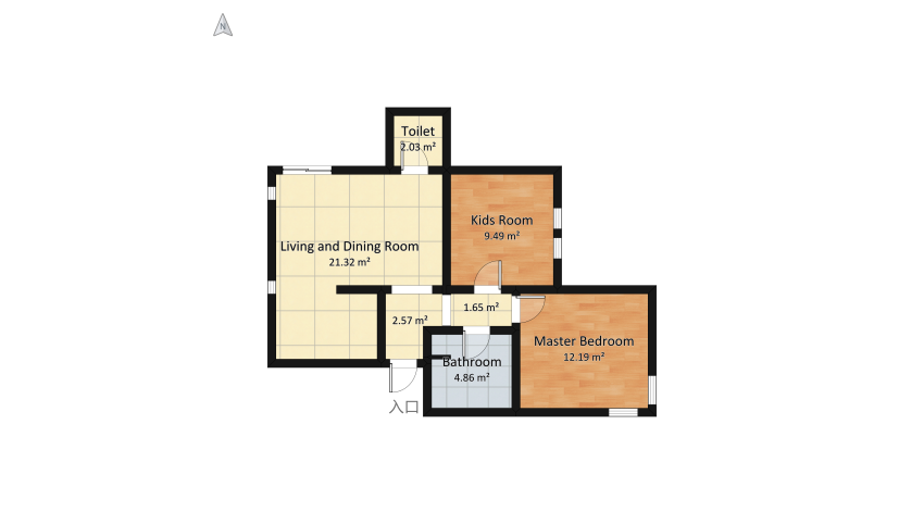 55m2 Apartment floor plan 63.7