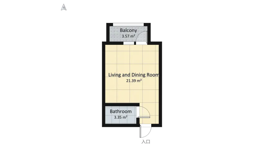 Квартира 25 кв.м. floor plan 32.88