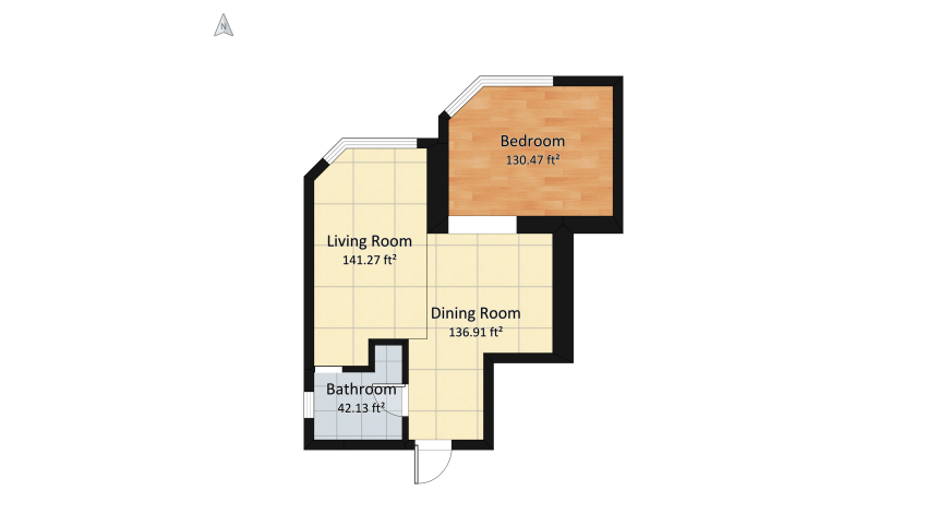 Small Studio Apartment floor plan 49.07