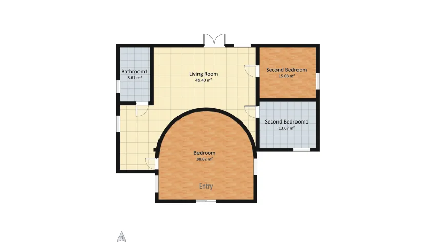 Camera da letto, casa di terra battuta floor plan 125.38