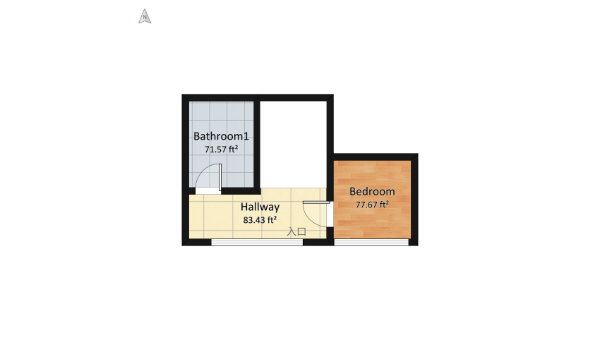 1 Bedroom 2 Bathroom Apartment floor plan 78.6