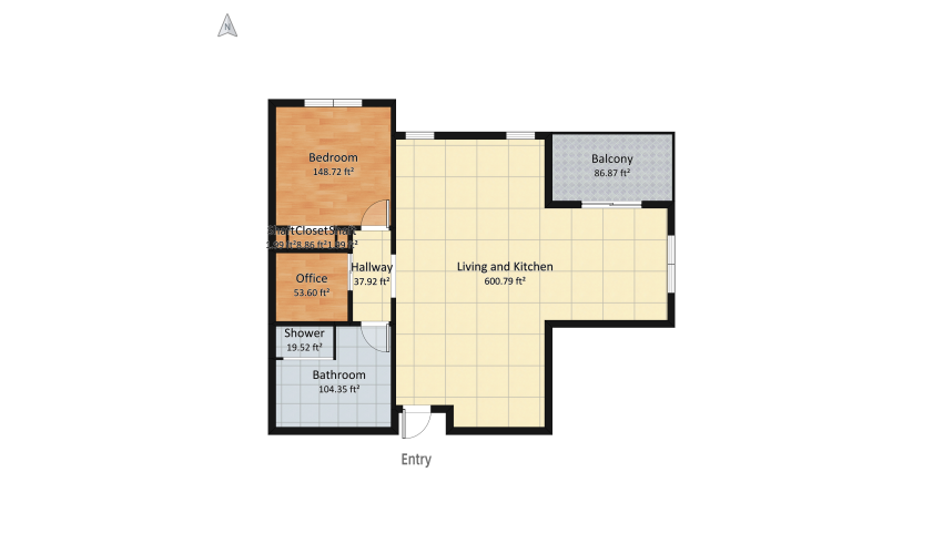 Apartment Design floor plan 108.89