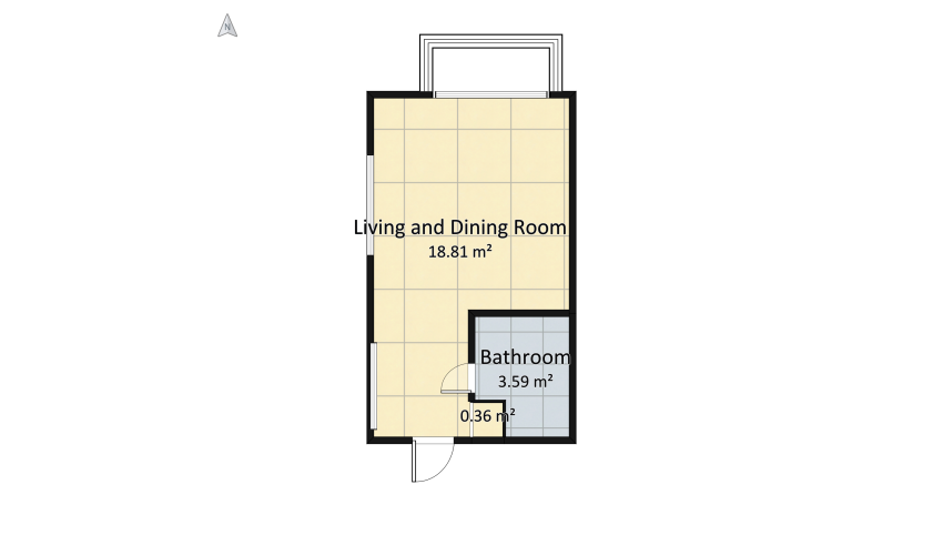 Minimalist Compact Tiny House Apartment with Lofted Bedroom floor plan 24.6
