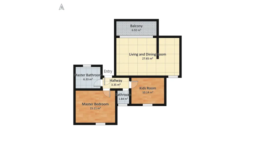 Two bedroom apartment floor plan 82.61