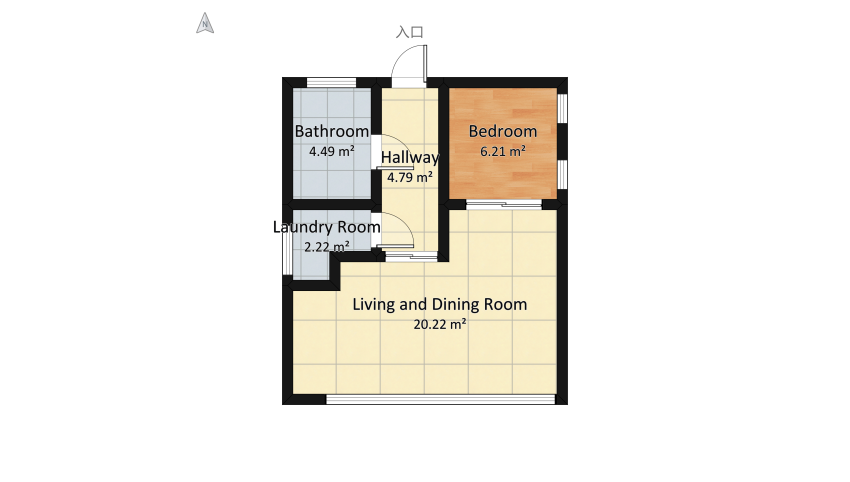 Small flat floor plan 44.91