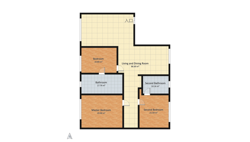 A 3-bhk Apartment.  floor plan 186.06