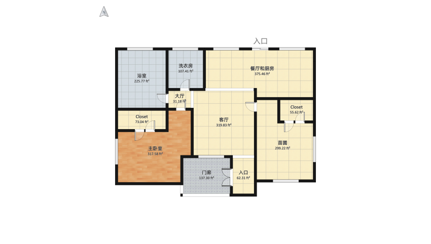 Chinese Cottage floor plan 208.6