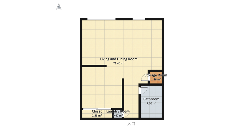 Studioapartment floor plan 93.42