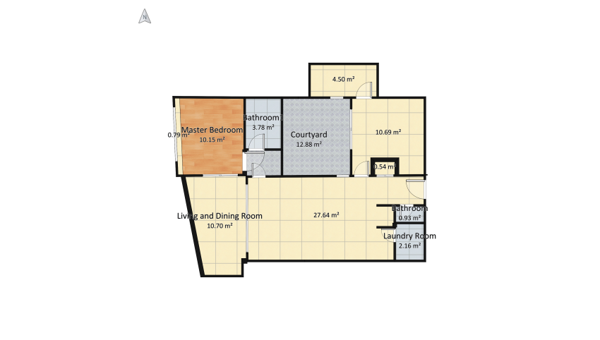 Apartamento contemporáneo floor plan 91.43