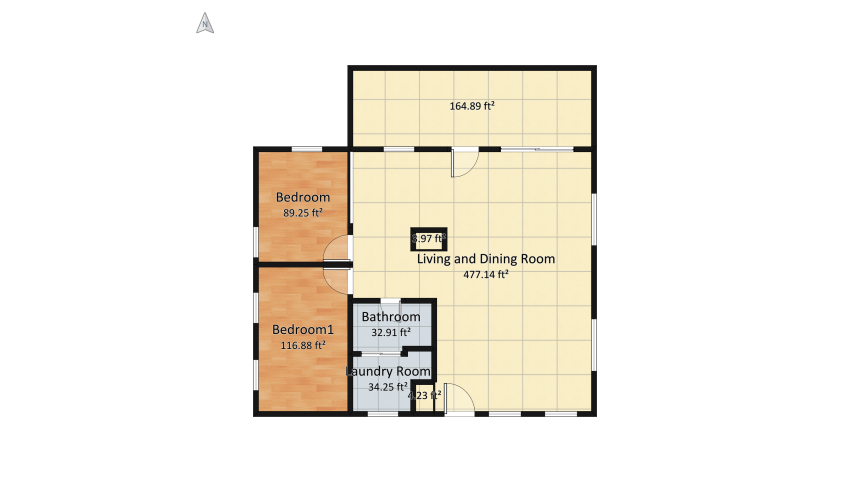 814 sq. ft. Bungalow House floor plan 92.93