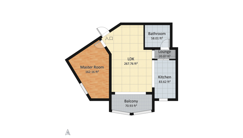 City rent apartment floor plan 61.56
