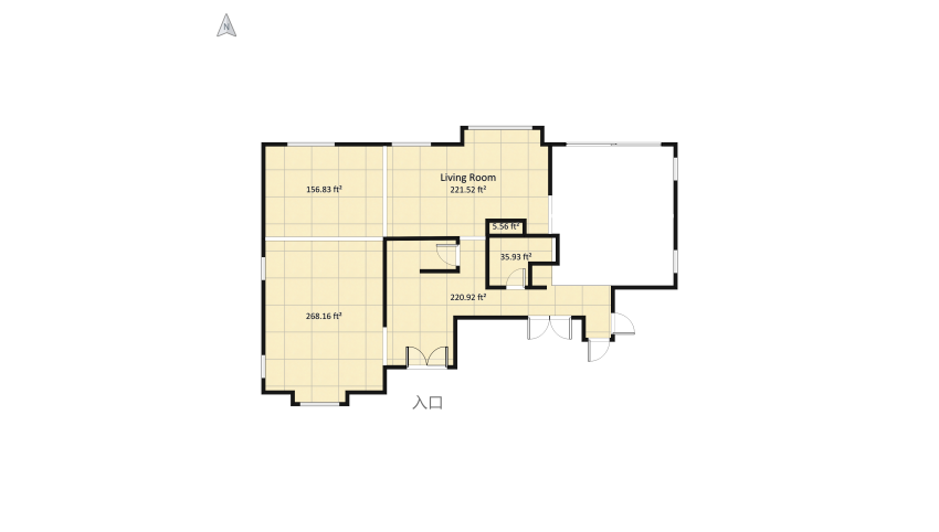 Marina Kitchen space - no furniture floor plan 115.71