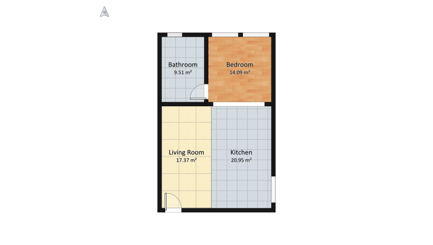 Studio floor plan 68.39