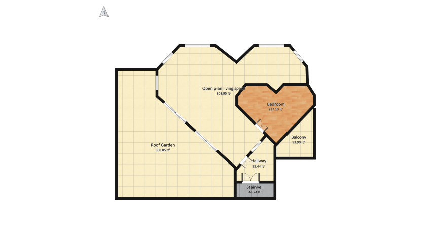 Heart-to-Heart  Room. The Penthouse Affair floor plan 205.44