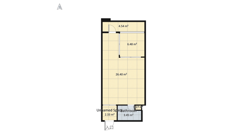 一房一廳，房間在窗戶旁0213修改 floor plan 47.66