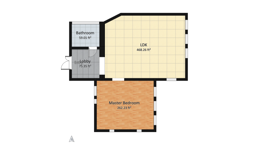 Luxury Small Hotel Room floor plan 80.35