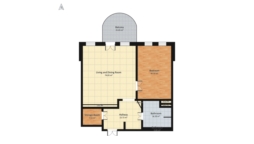 Romantic one bedroom apartment floor plan 208