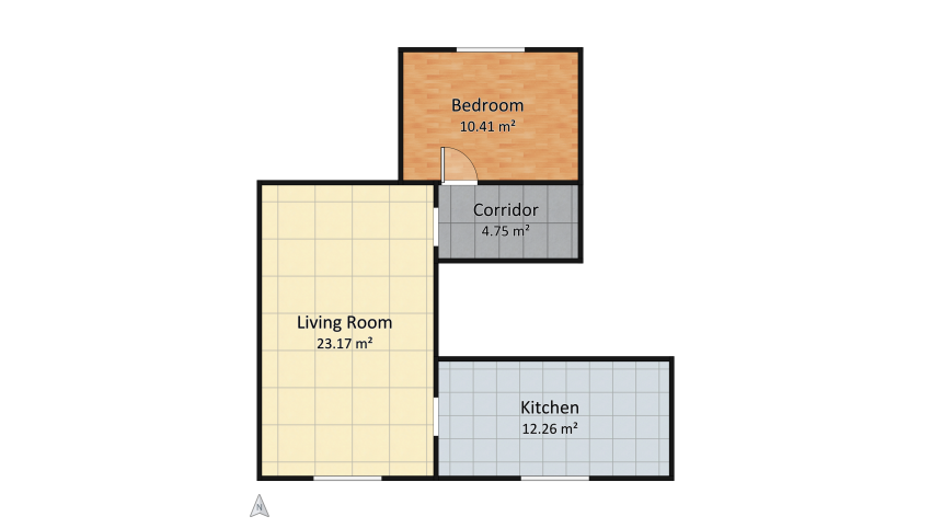 Byt LP - kuchyně, obývací pokoj floor plan 50.59