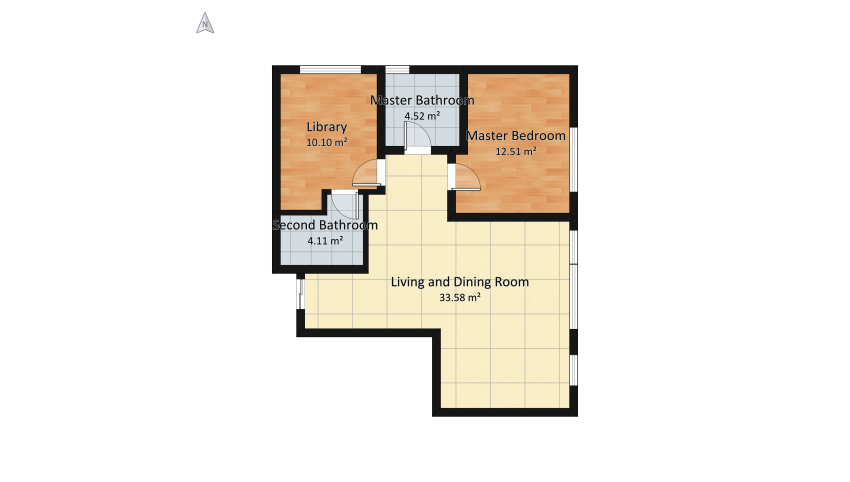 Modern penthouse floor plan 73.65