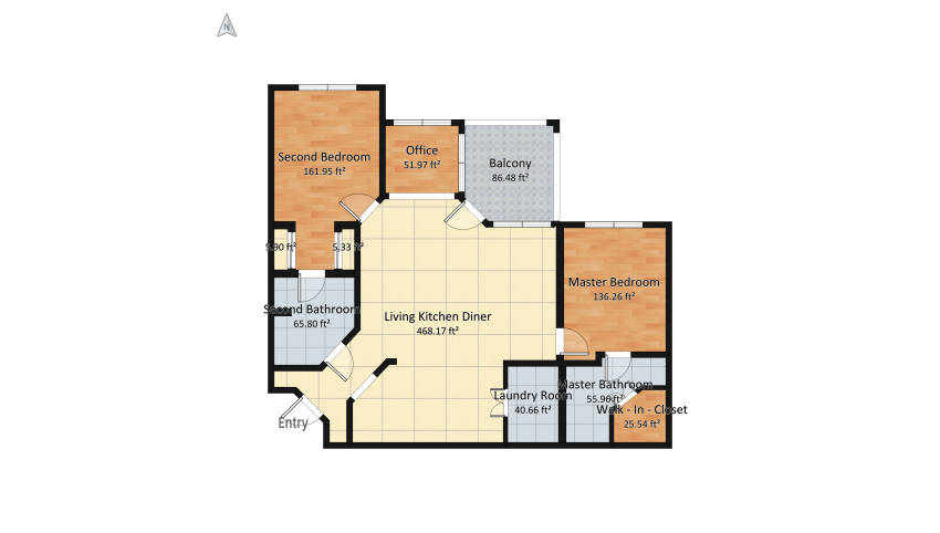 Apartment 2 floor plan 115.88