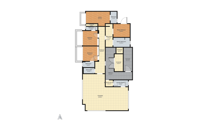 Modern Japandi Apartment floor plan 427.89