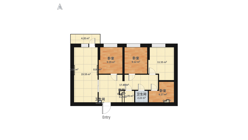 Квартира для трёх взрослых дам floor plan 97.48