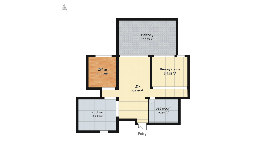 Wood Tone Apartment  floor plan 159.71