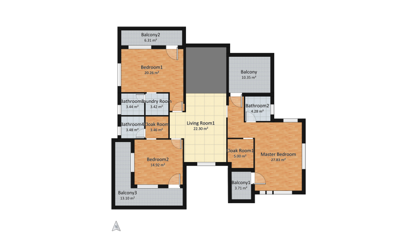 Beige Villa   floor plan 419.97