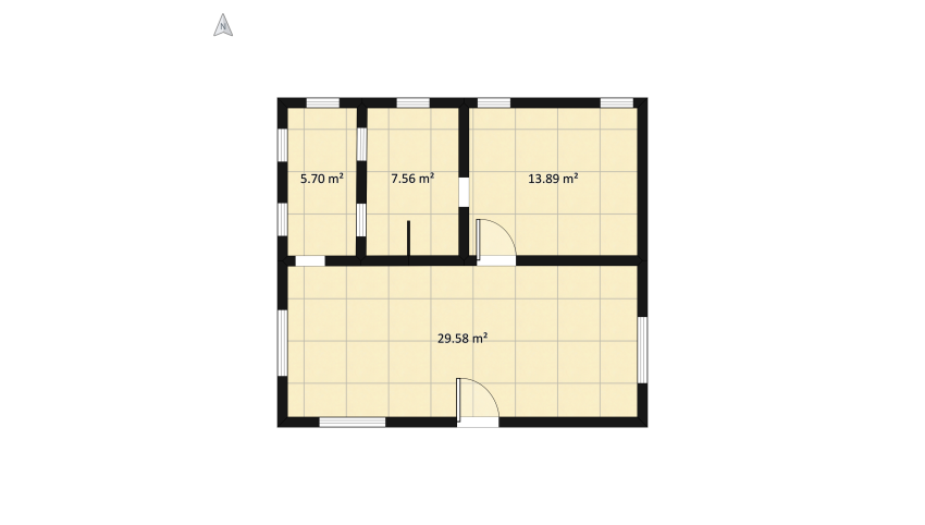 Red One Bedroom Apartment floor plan 64.24