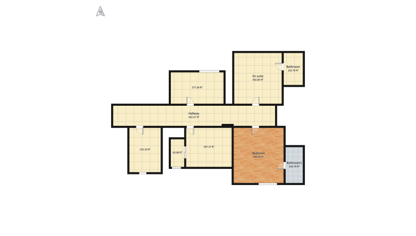 2 bedroom Modern Home floor plan 254.42