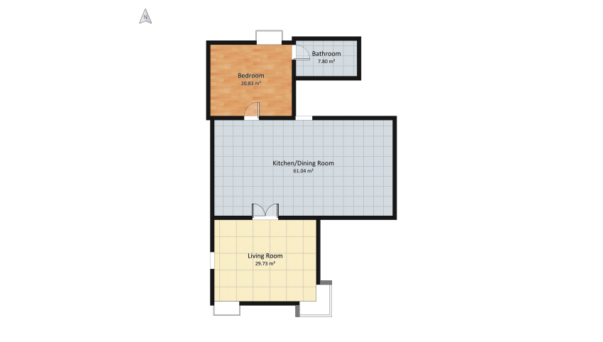 Bedroom/Bathroom floor plan 129.79