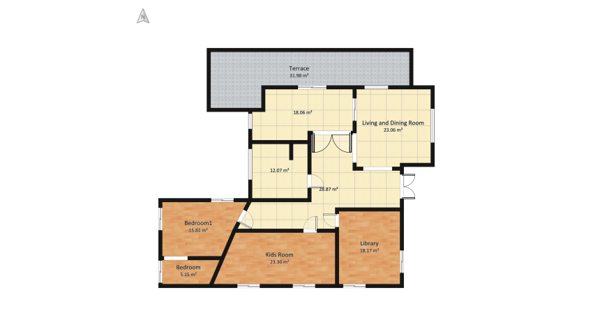 wooden apartment  floor plan 199.1