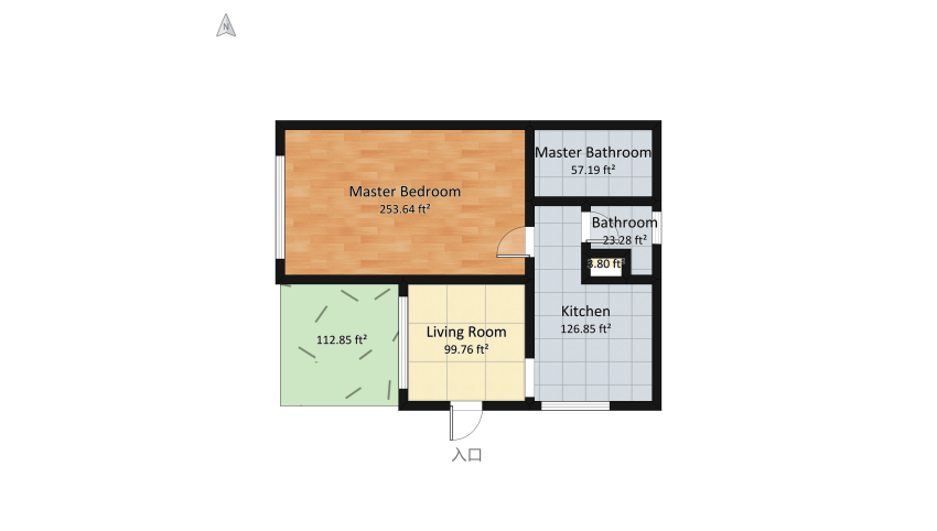 One Bedroom floor plan 71.36