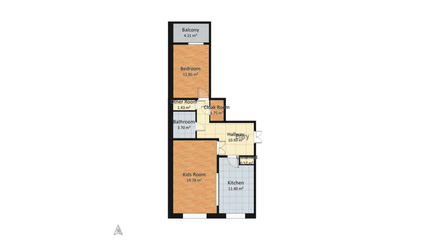 Modern style apartment floor plan 65.58