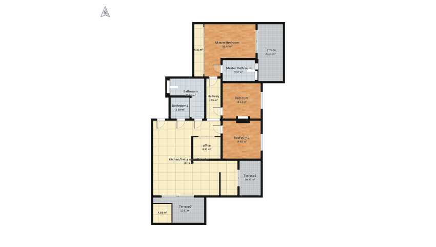 Luxury Dark Grey Apartment floor plan 263.56