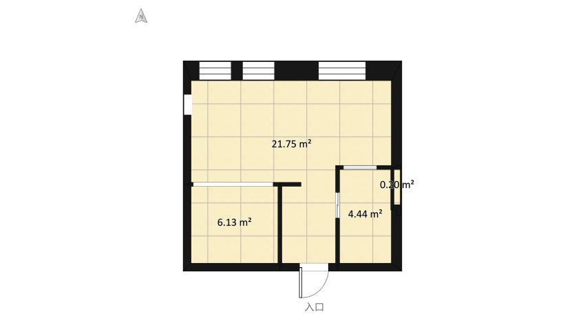 #Monochrome apartment for 1 person floor plan 37.96