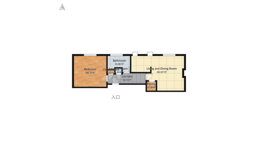 midcentury apartment w orange tones floor plan 62.89