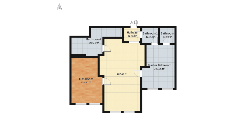 3 people apt. 2bedroom floor plan 123.06
