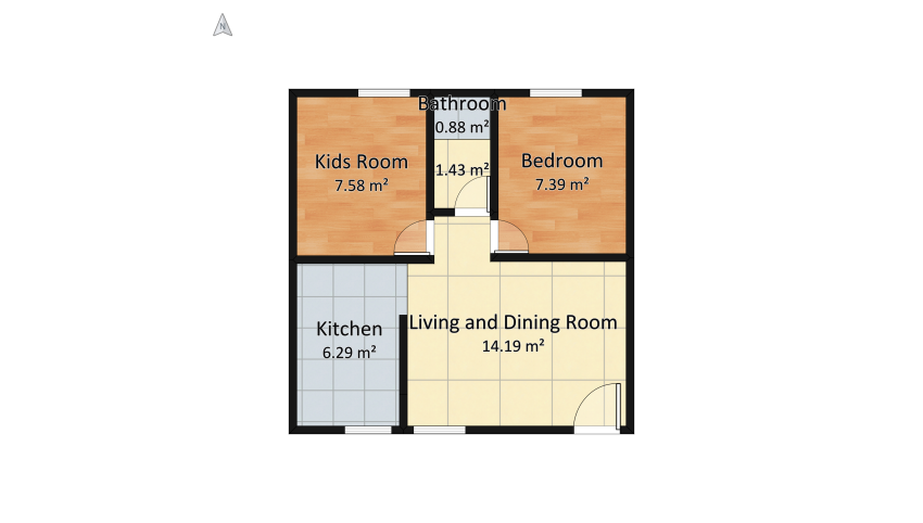 40 m² floor plan 41.87