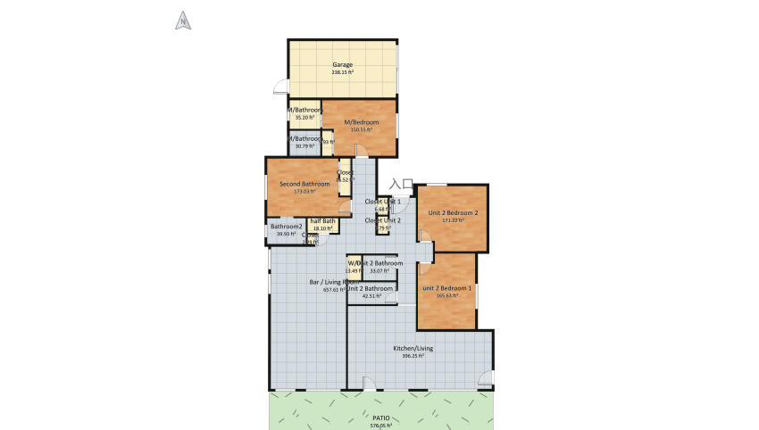 2 bed 2 bath  and 2 bed 2.5 bath other sides Osoyoos floor plan 273.81