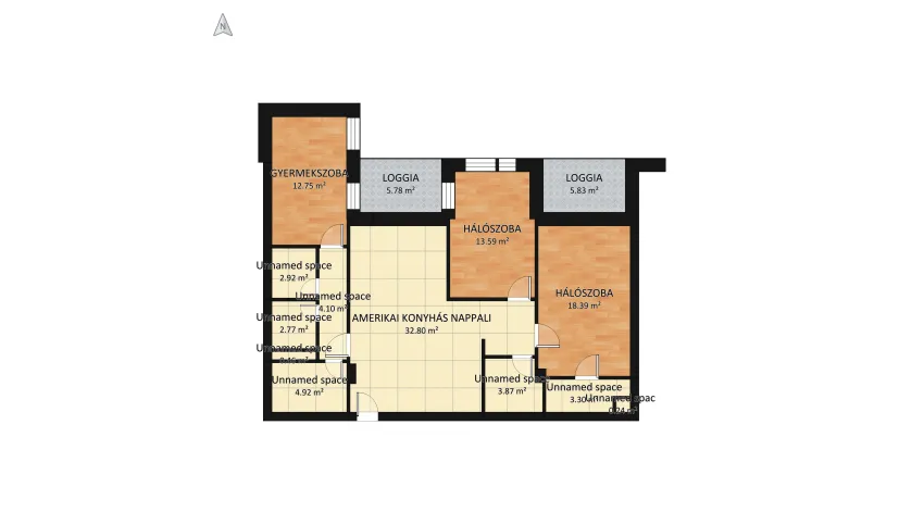 KR 4 szoba terv 201+202 floor plan 131.11