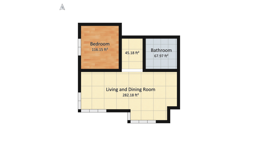 Simple appartment floor plan 54.36