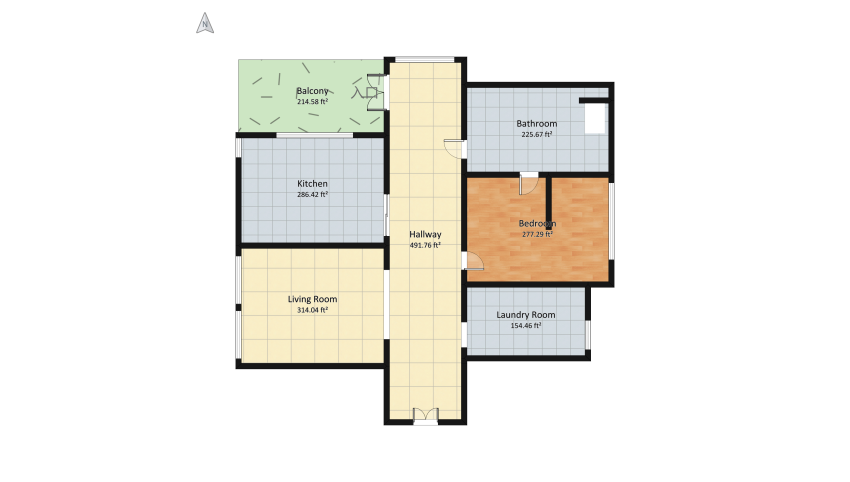 1 BHK Apartment floor plan 199.79