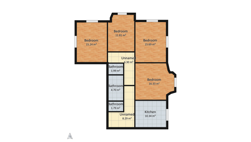 Art Deco Style Flat floor plan 78.42