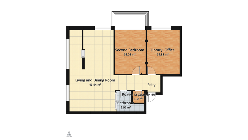 3-room apartment floor plan 78.2