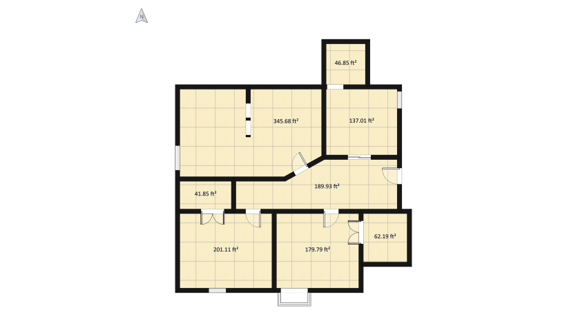 three-room apartment floor plan 126.4