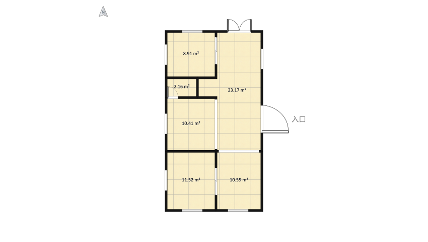 A small residential floor plan 72.95