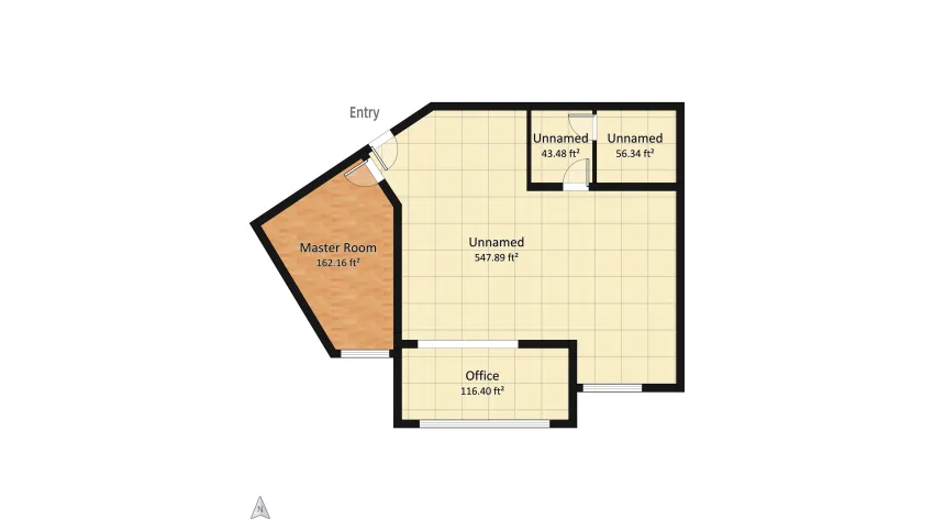 Teal Mid Century Apartment floor plan 86.06