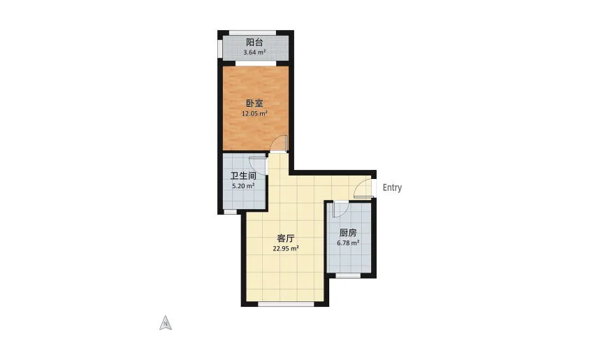 A classic small apartment for a fresh graduate. floor plan 50.63